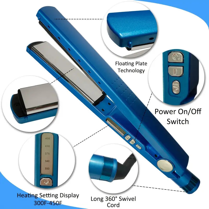 3-in-1 Combo Nano Titanium Flat Iron + Comb + Curling Iron 