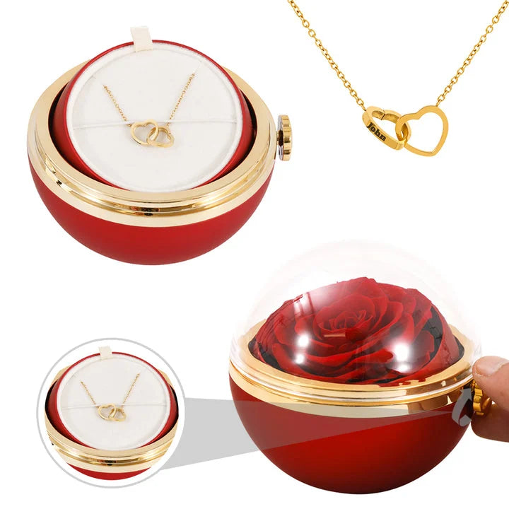 Personalized Necklace With Engraving And Real Rose