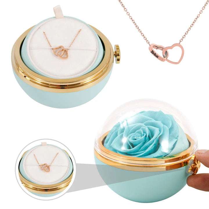 Personalized Necklace With Engraving And Real Rose